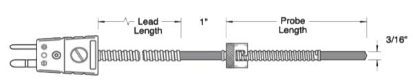 diagram of Thermal Corporation plastic probe thermocouple configuration 207 rtd configuration 807