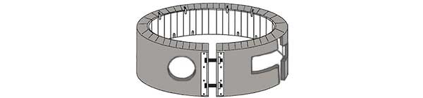 diagram of holes or notches option on Thermal Corporation ceramic band heater