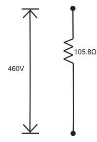 diagram of a simplified circuit of 460V, 3 phase power
