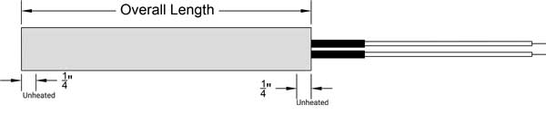 diagram of Thermal Corporation cartridge heater configuration style CL - crimped leads
